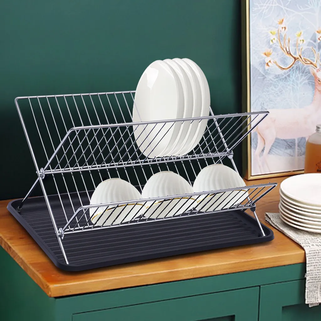 Égouttoir à vaisselle vertical inox compact pour assiettes et bols 45cm - 4