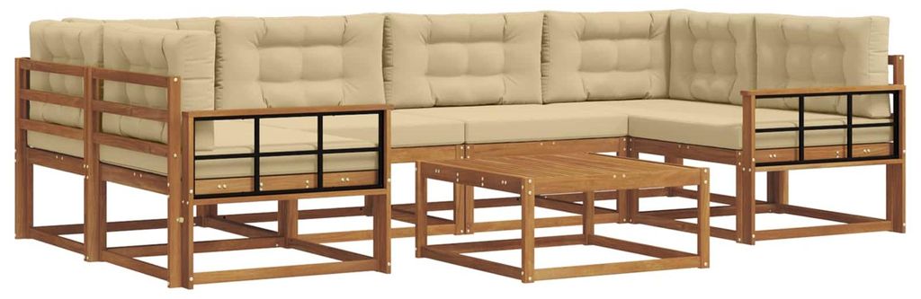 vidaXL Outdoor-Sofagarnitur mit Kissen 7 pcs Natur und Beige