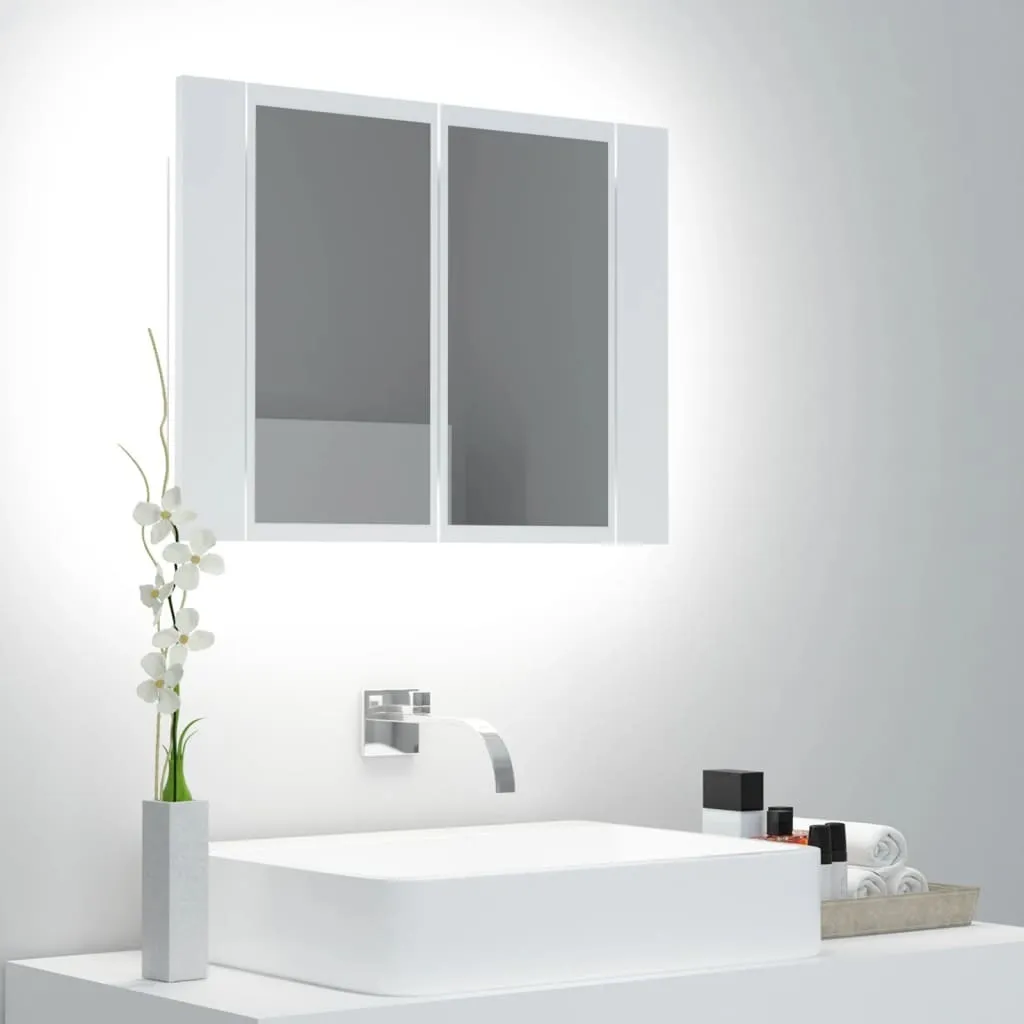 vidaXL Specchio da toeletta con luci LED Grigio Sonoma 60x55x18 cm