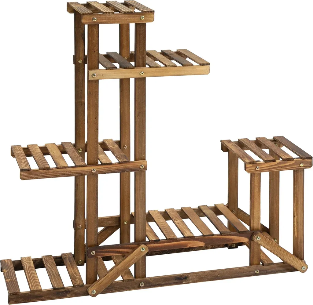 Présentoir à fleurs en bois à 6 niveaux - Étagère plantes 95x28x96,5cm