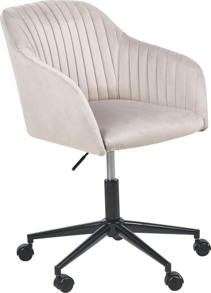 BELIANI Arbeitshocker Taupe Samtstoff Modern Höhenverstellbar Drehbar Rollbar Bürostuhl Home-Office Büro Arbeitszimmer Ausstattung Sitzmöbel
