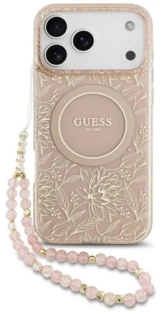 Étui Guess IML Flowers Electro Pearl à sangle MagSafe pour Image du produit 