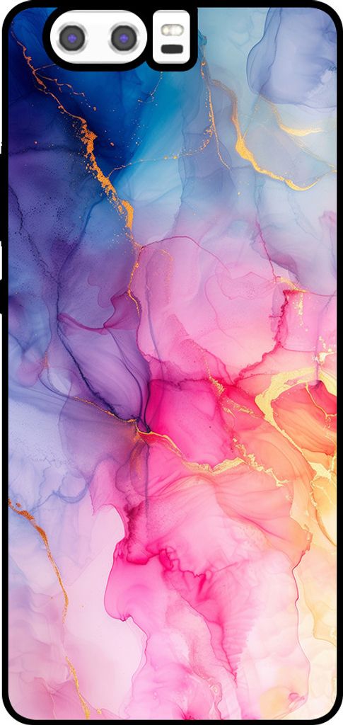 Smartphonica Telefon Fall geeignet für Huawei P10 mit Marmor Druck - TPU zurück Abdeckung Fall Marmor Design - Regenbogen