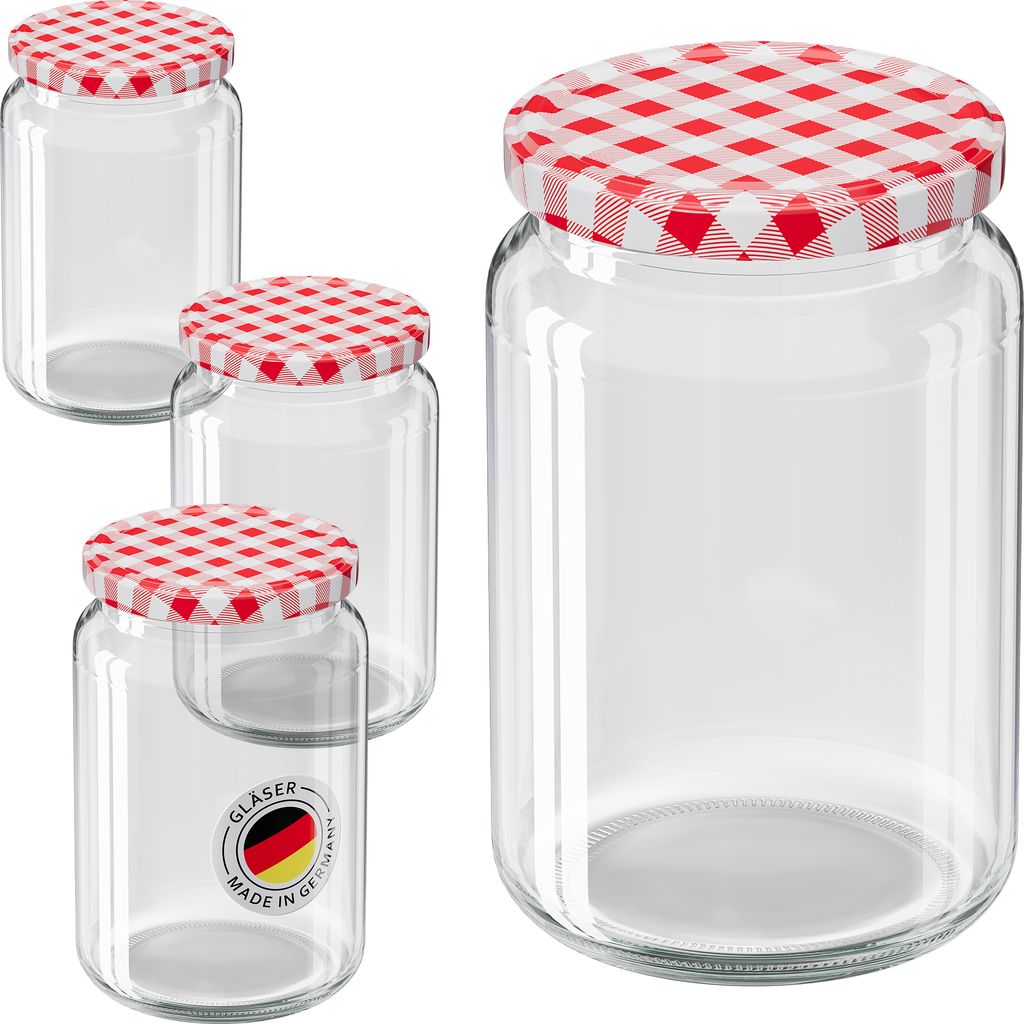 WELLGRO 12 x 635 ml Einmachgläser mit Schraubdeckel TO 82 – Produktbild 