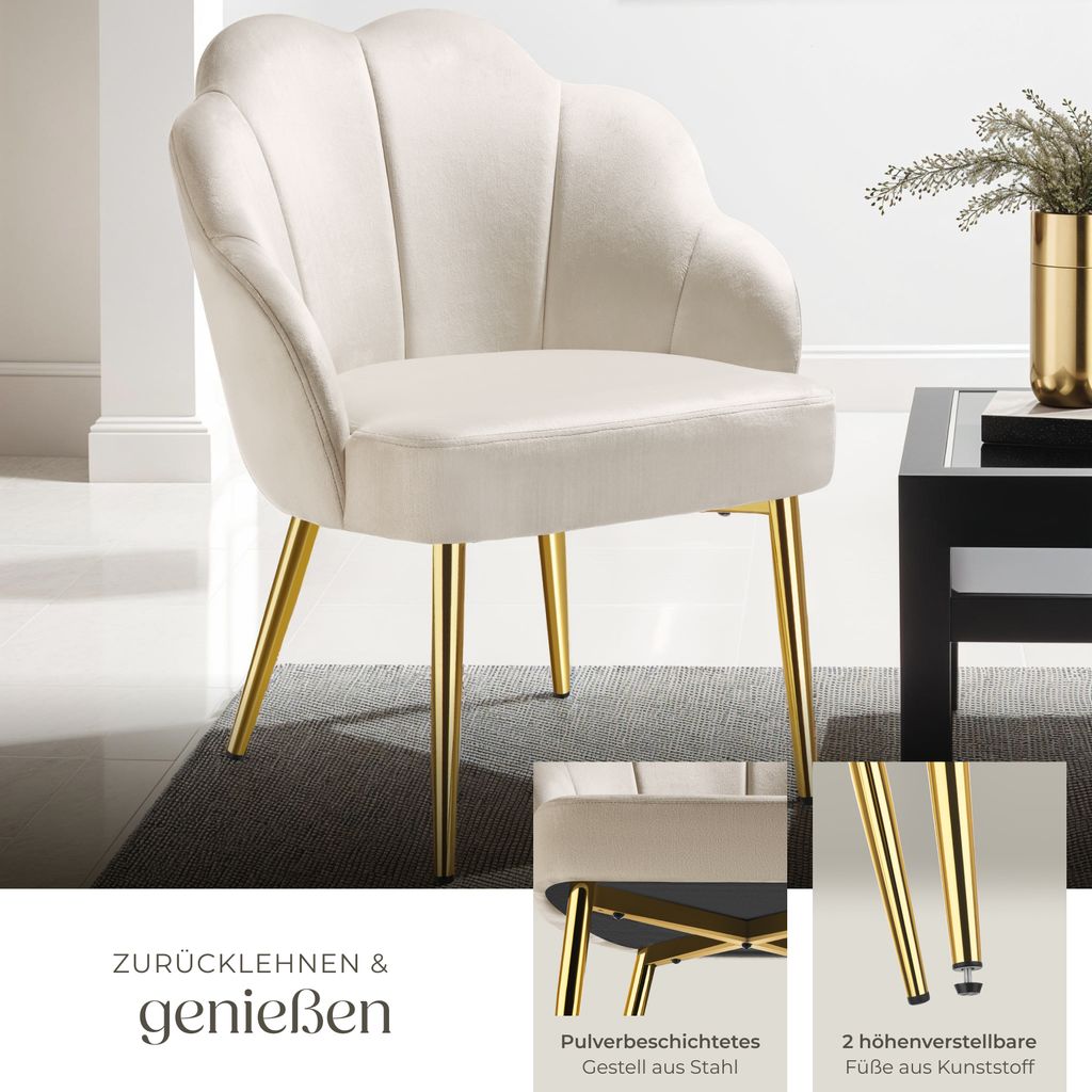 tectake® Cocktailsessel Hellen gepolstert, mit Samtbezug 66