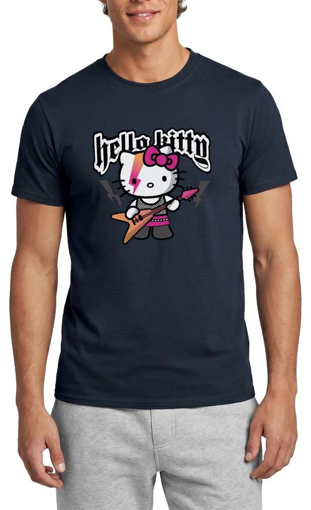 Spreadshirt Hello Kitty E-Gitarre Rock Style Männer T-Shirt, M, Navy