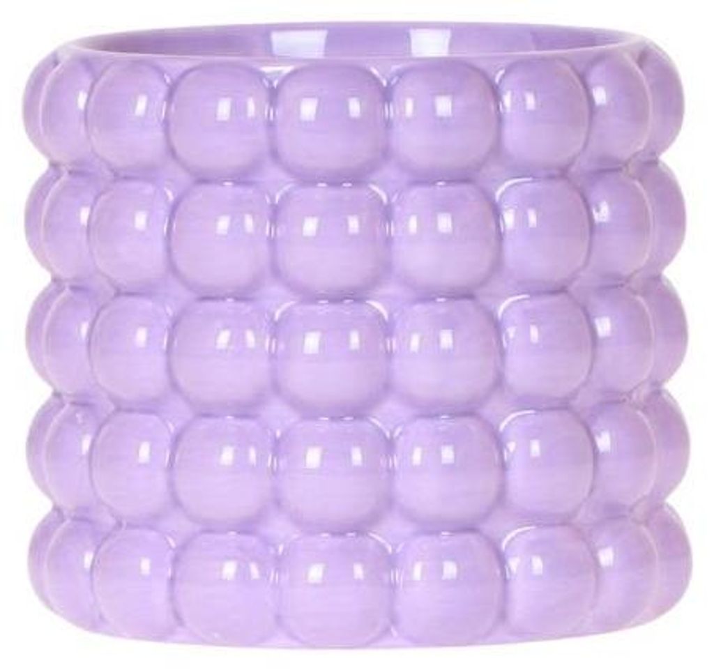 Blumentopf Ziertopf lila glänzend Ø12cm dekorativer Pflanztopf mit 3D Blasenstruktur für Zimmerpflanzen Kräuter Sukkulenten moderne Wohnraum Deko