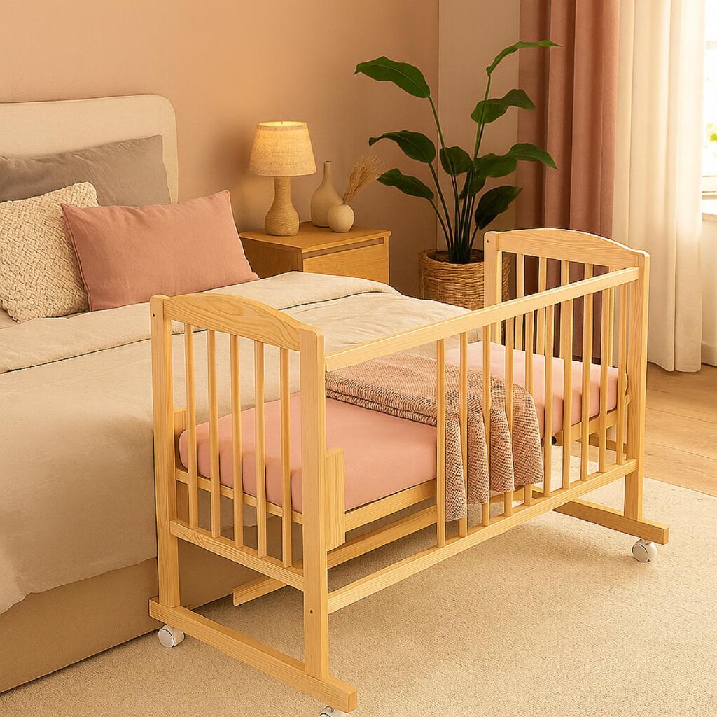 QLS 5in1 Kinderbett Babybett Beistellbett 94×45 cm multifunktional mobil Holz 11374