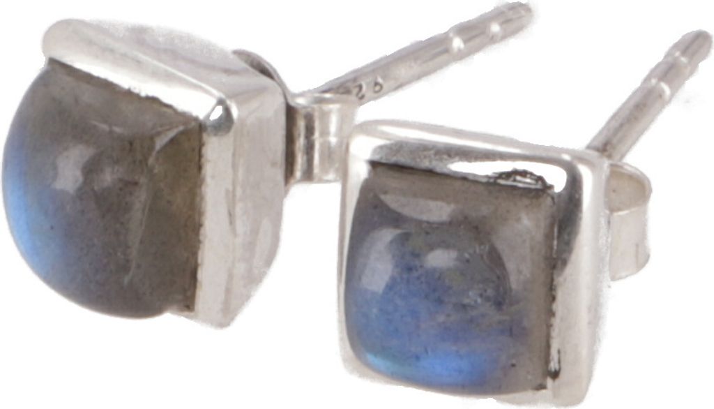 Indische Ohrstecker, Boho Ohr Schmuck Quadrat, Silber Ohrstecker - Labradorit, Silber-Farben, SterlingSilber, 0,7*0,7*0,5 cm, Silberohrringe