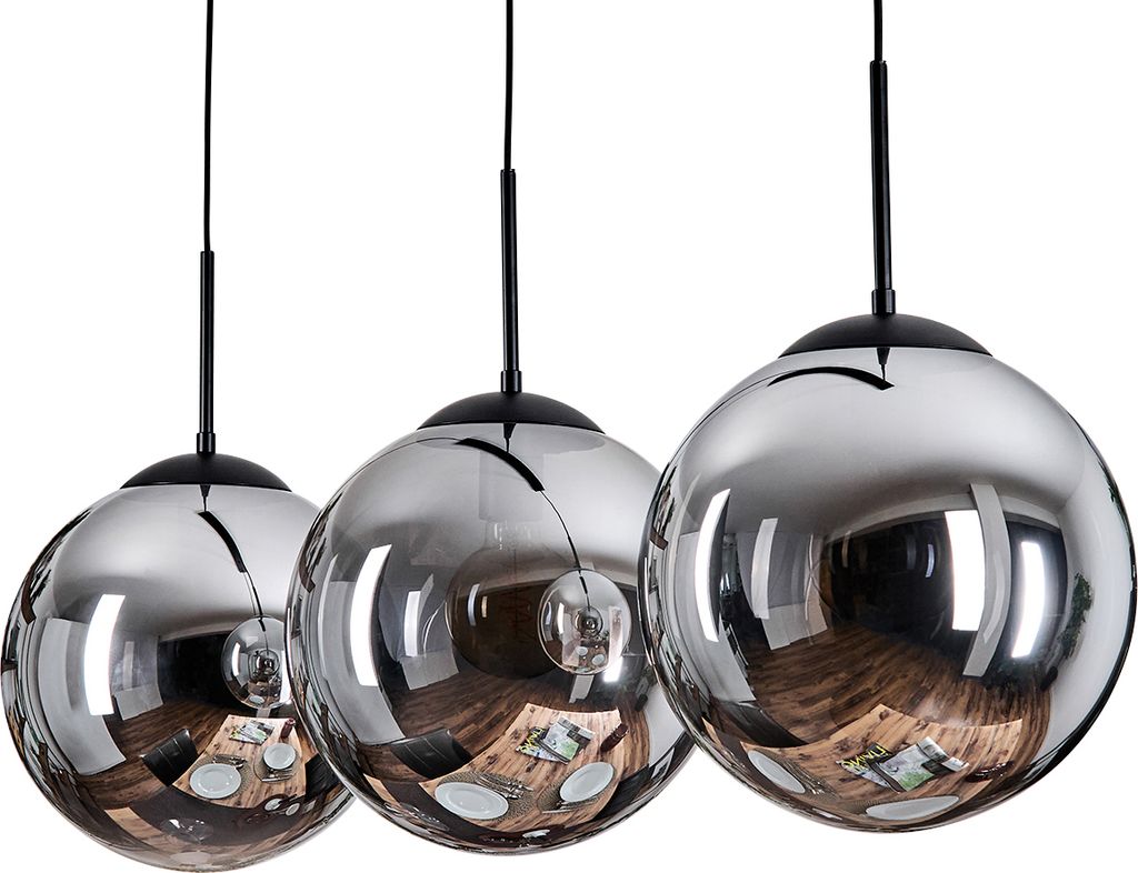 Fossobiubo Hängelampe aus Metall/Glas in Schwarz/Rauchfarben