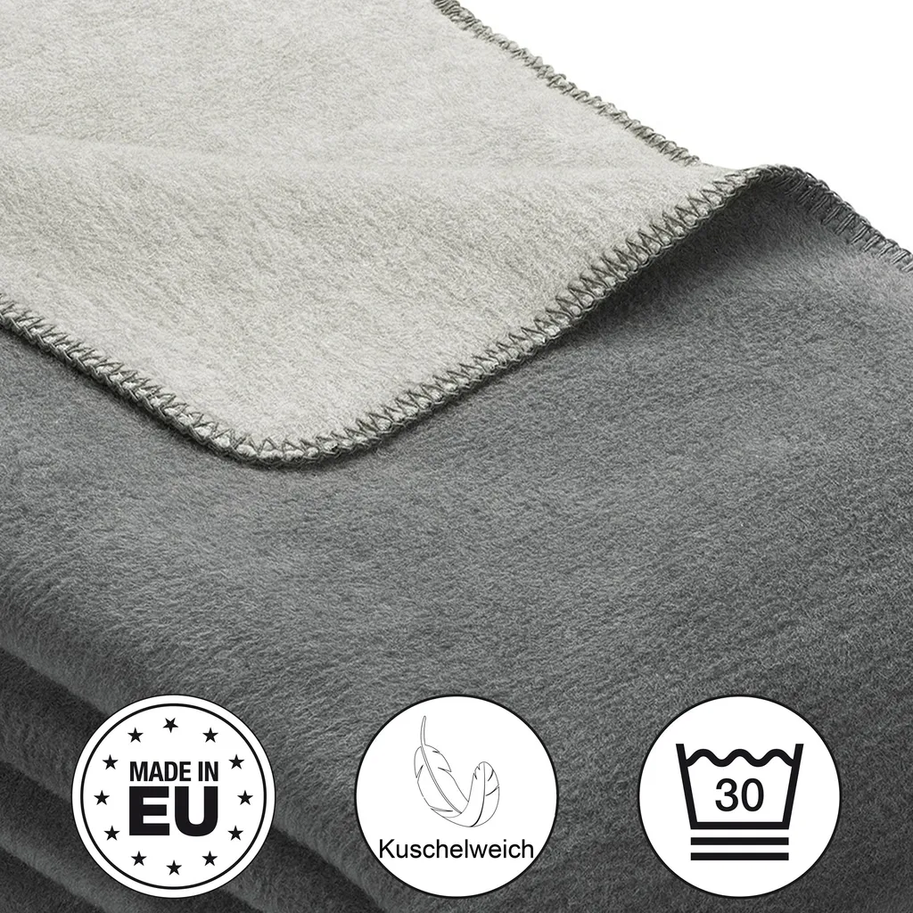 Couverture Anti-Peluches Ibena Dublin 2340 Grise Facile d'Entretien - 5