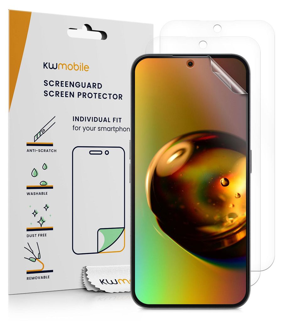 kwmobile 3x Displayschutzfolie kompatibel mit Nothing Phone 3a / Phone 3a Pro Folie - klare Schutzfolien Set in transparent