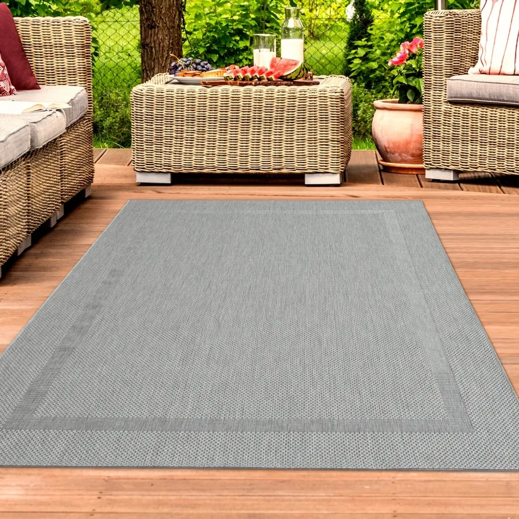 Tapis sisal résistant avec bordure grise, 120x170 cm, usage polyvalent