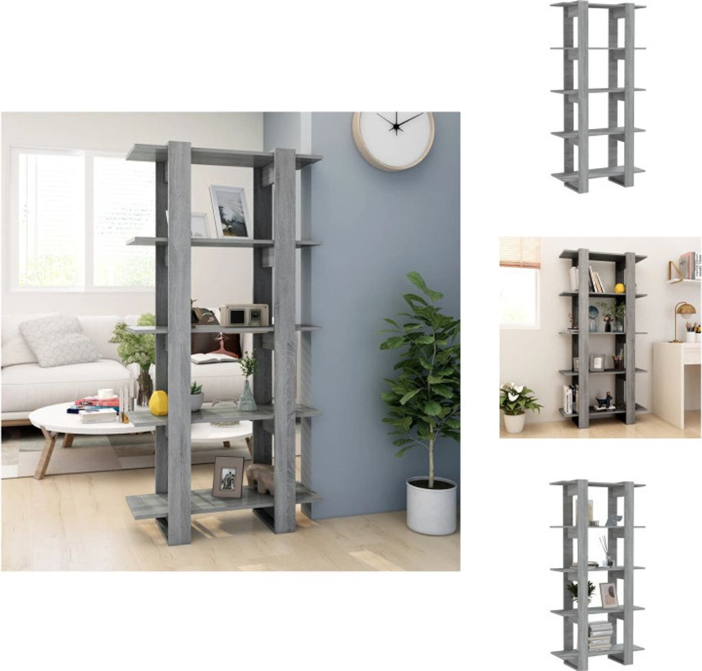 vidaXL Bücherregal/Raumteiler Grau Sonoma 80x30x160 cm Holzwerkstoff - Bücherregale & Bücherschränke