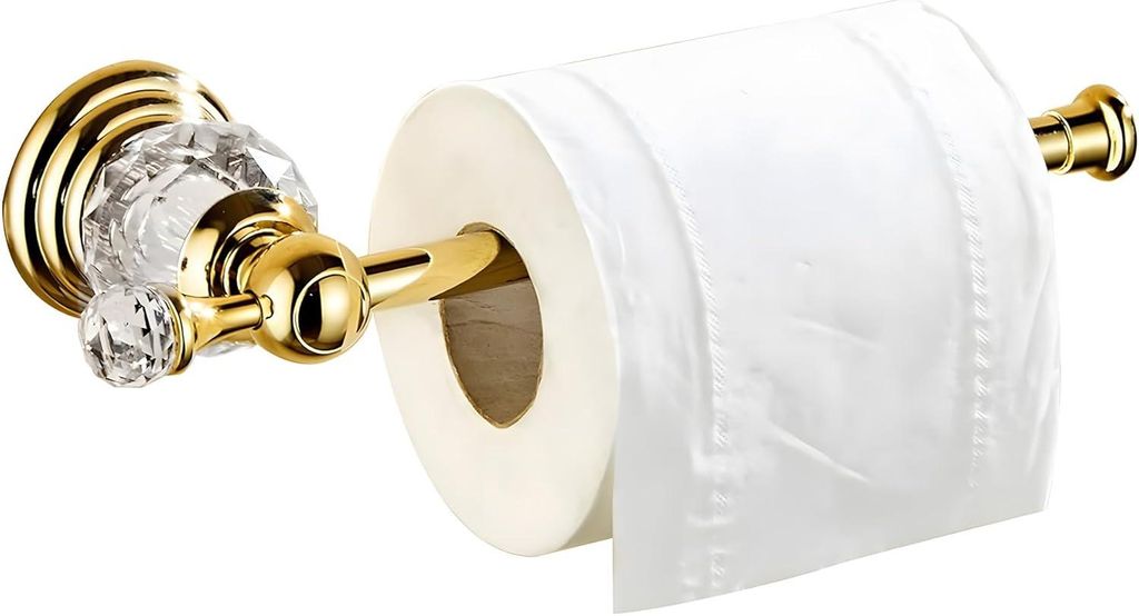 Porte-Rouleau de Papier Toilette in Cristal doré, Accessoire de Salle de Bain Moderne, in Alliage de Zinc, Stützwandgemälde