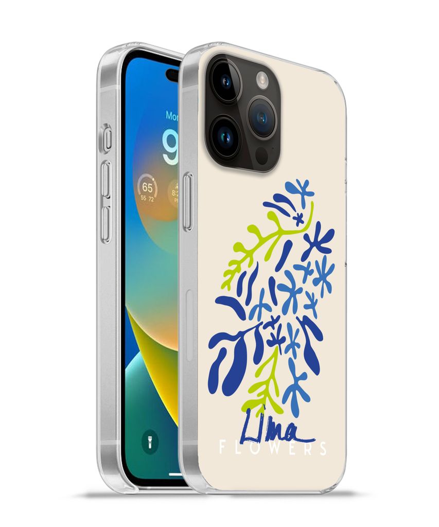MuchoWow Handyhülle Schutzhülle Hülle für Apple iPhone 14 Pro - Softcase Blume - Blätter - Lima Silikon Softcase Handy Hülle - Umschlag
