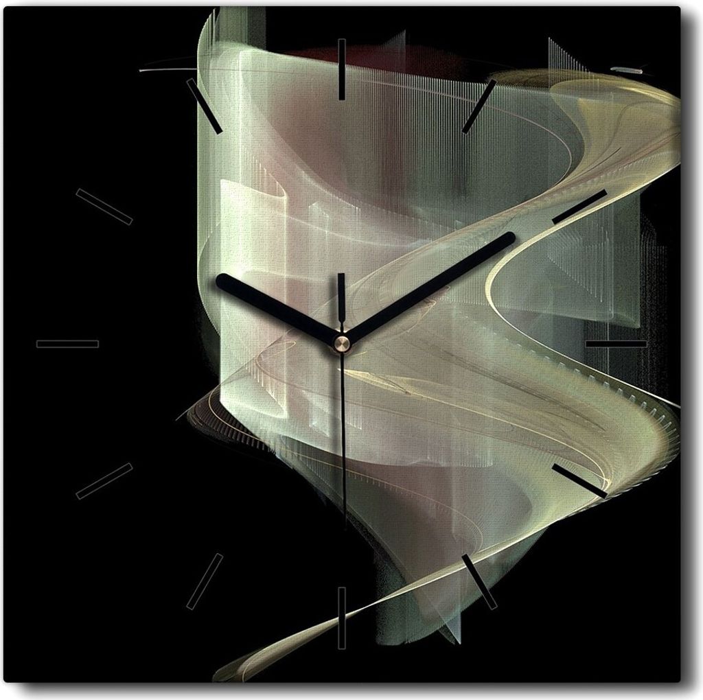 Coloray Uhr auf Leinwand 30x30 cm Wand Uhr Dekoration Wohnzimmer Segeltuch schwarze Hände -Kunst-Kunst-Abstraktion.