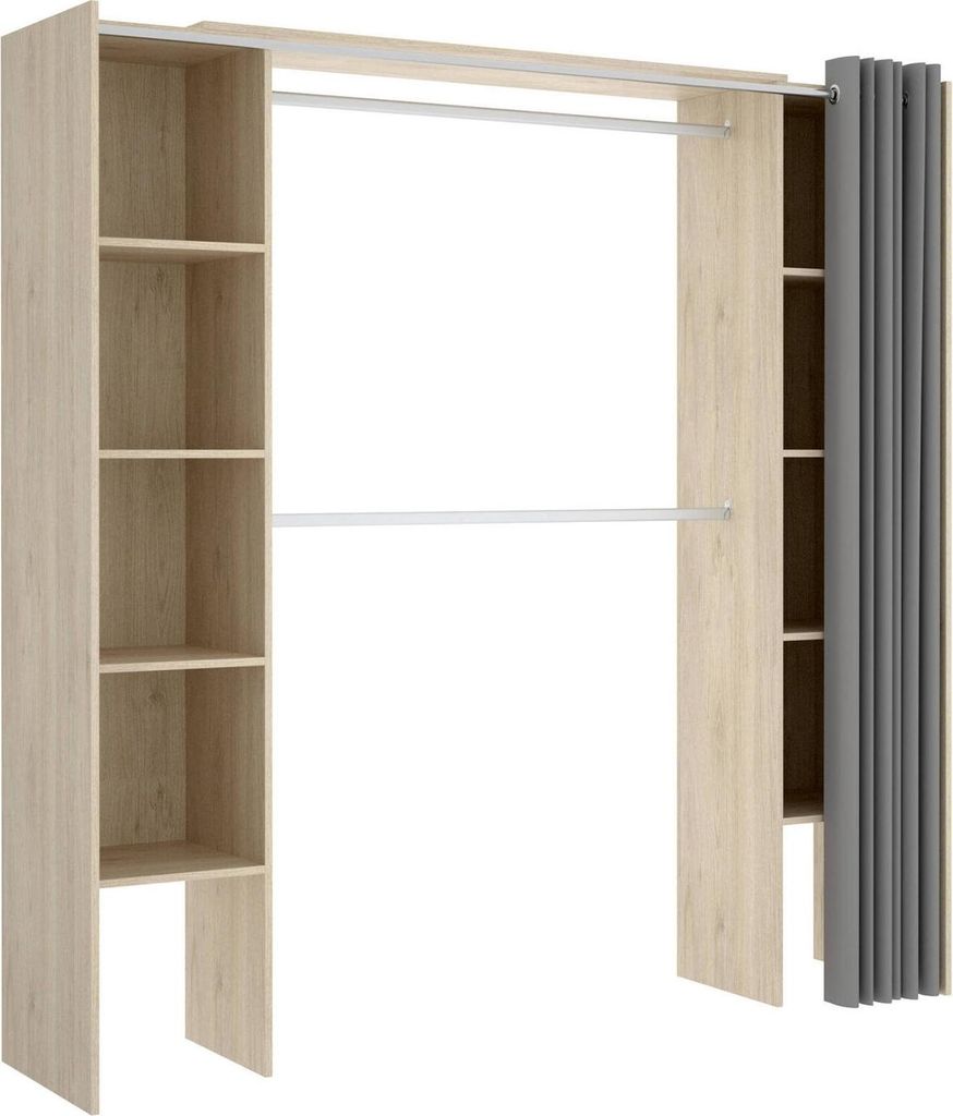 Großer Kleiderschrank Caloy, Schlafzimmermöbel, Schrank, Garderobe, 180x50 h205 cm, Eiche