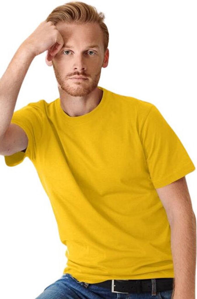 Uni Baumwoll-T-Shirt, hohe Grammatur, 100% Baumwolle, kein Druck, einfarbig, 200g/m2, Farbe gelb, Größe S