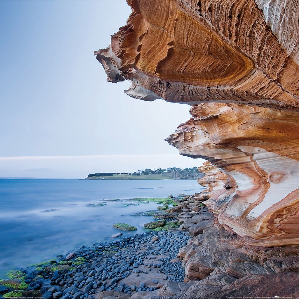Berge Kunstdruck Bild - Die Painted Cliffs In Tasmanien (40 x 40 cm)