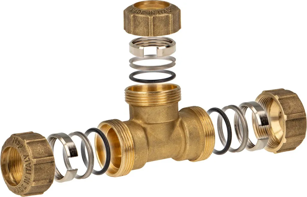Té Égal en Laiton pour Tube PE de 32 mm Raccordement à Compression VX