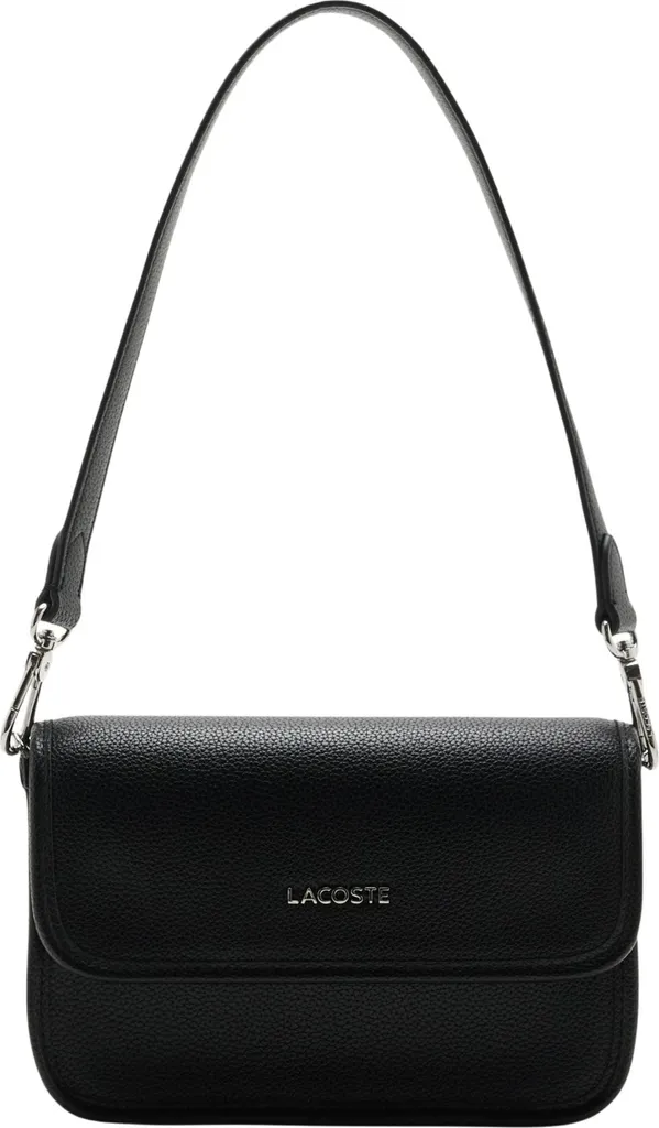 Lacoste Borsa a Tracolla Flap Crossover Bag Nero - Pelle Piqué Originale - 5