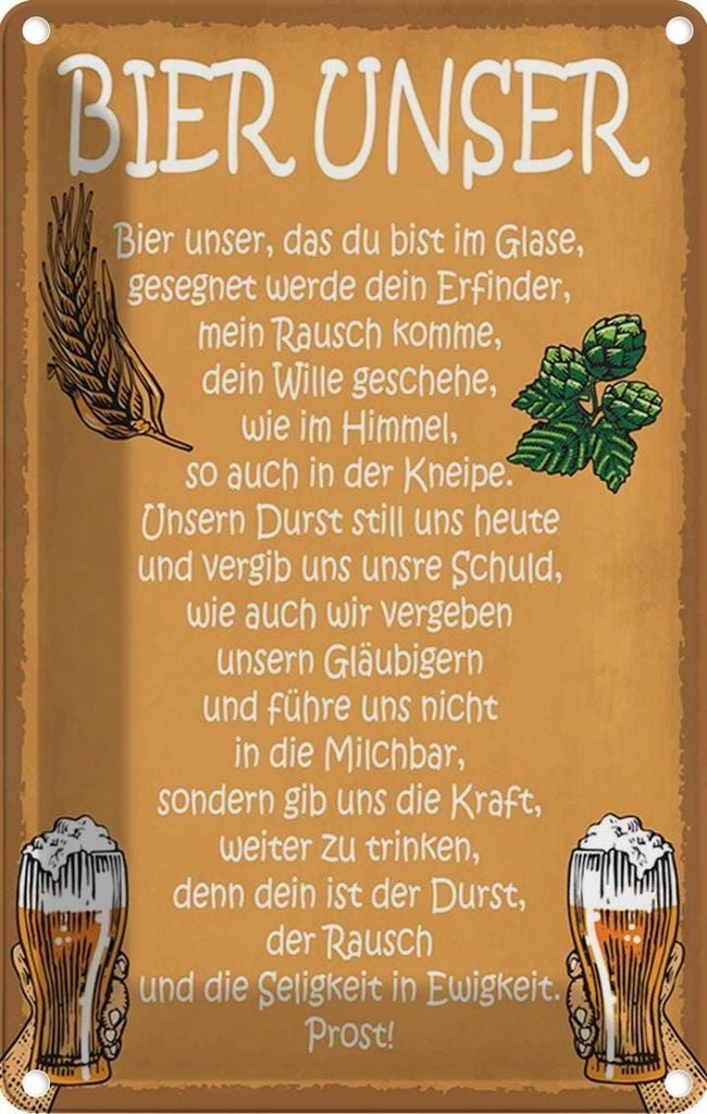 vianmo Blechschild 30x20 cm Bier unser in Ewigkeit Prost Essen Trinken