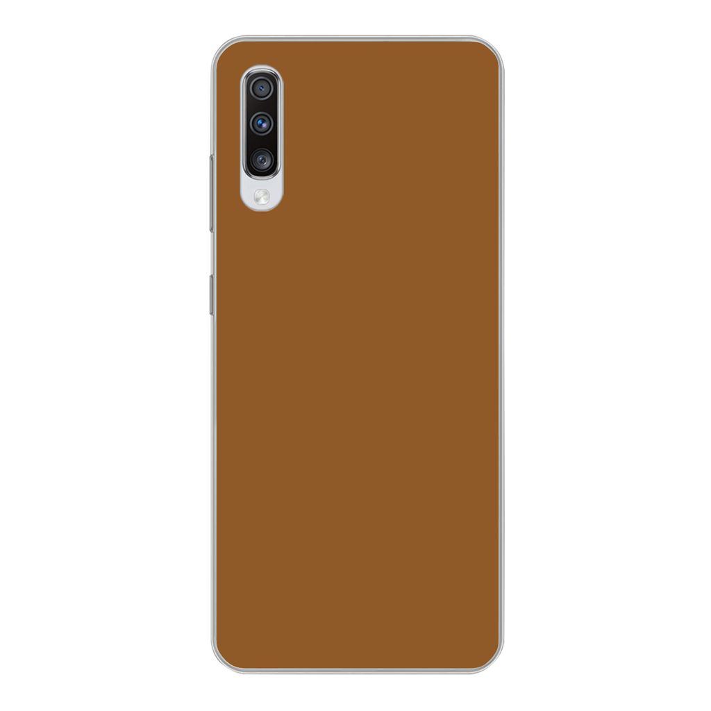 MuchoWow Handyhülle Schutzhülle Hülle für Samsung Galaxy A70 Braun - Erdton - Unifarben Silikon Softcase Handy Hülle - Schutzhaube