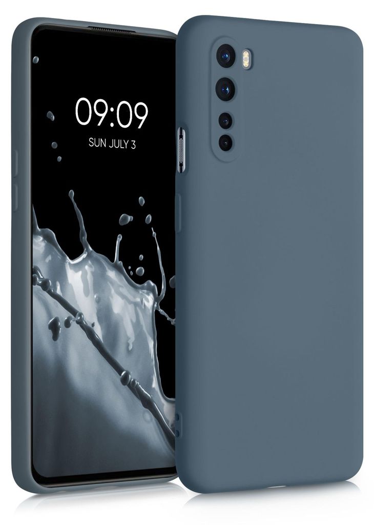 kwmobile Hülle kompatibel mit OnePlus Nord Hülle - gummierte TPU Silikon Handyhülle - Schutzhülle für kabelloses Laden - Case in Dunkler Schiefer