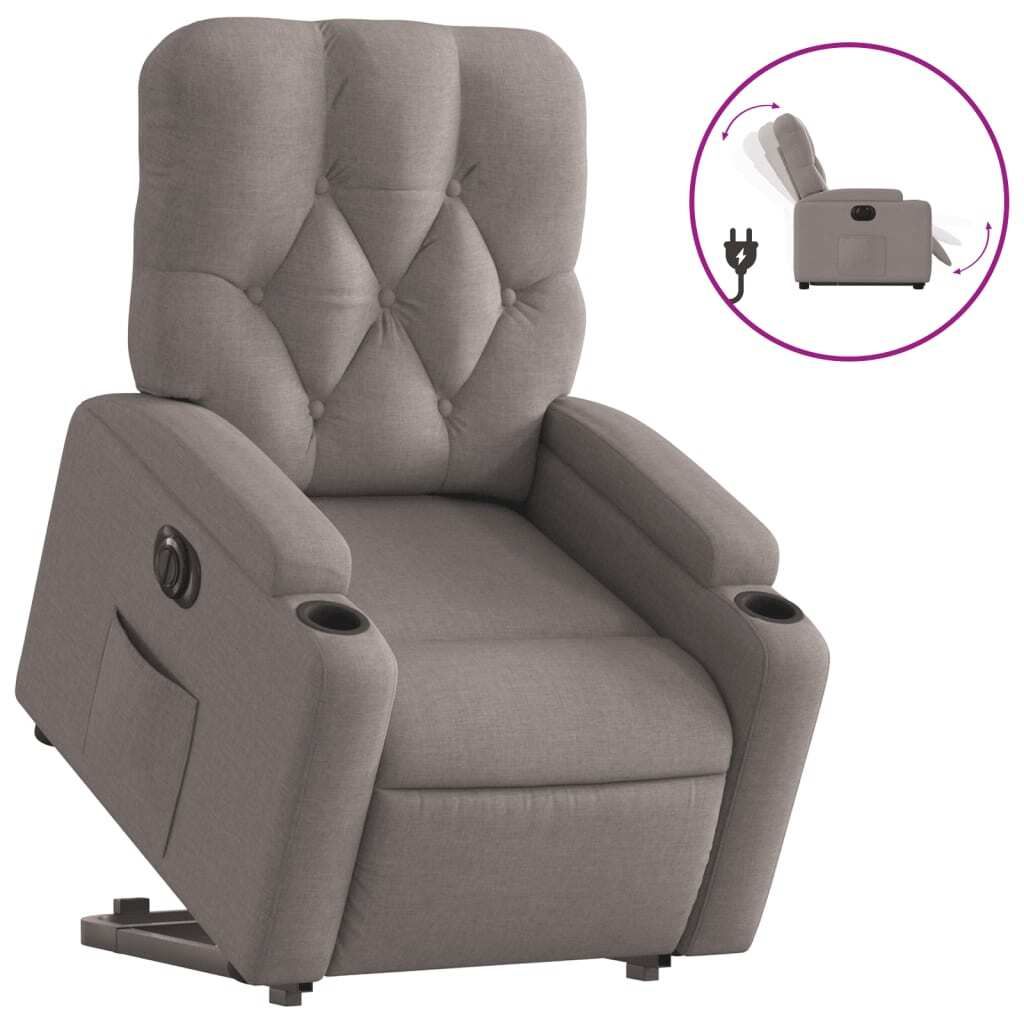 vidaXL Relaxsessel mit Aufstehhilfe Elektrisch Taupe Stoff
