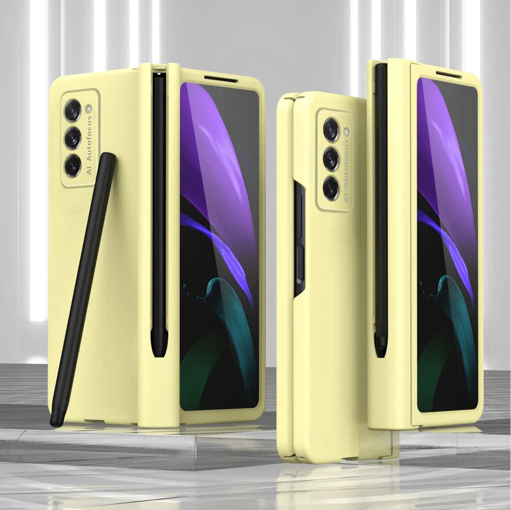 Cover Galaxy Z Fold 2 5G Protezione Cerniera e Slot Penna PC Giallo