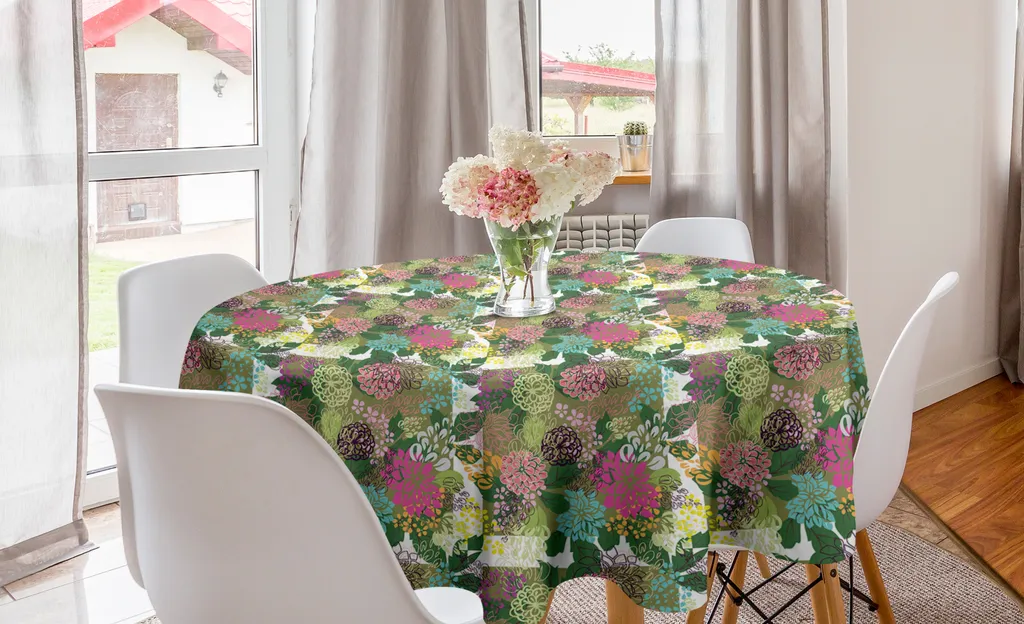 ABAKUHAUS Tovaglia Rotonda 150 cm Motivi Floreali - Eleganza per Tavolo