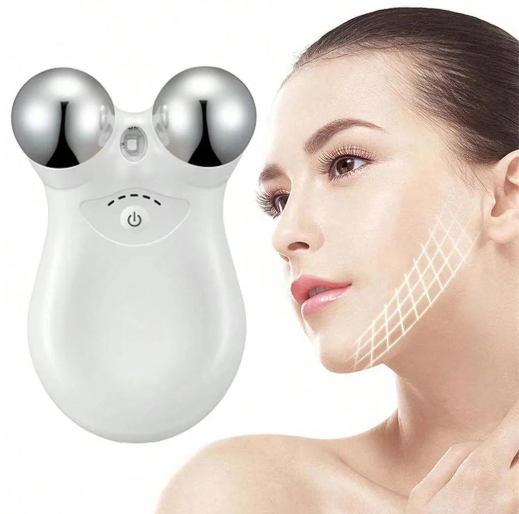 EMS-Mikrostrom-Gesichtsmassagegerät aus Edelstahl mit Produktbild 
