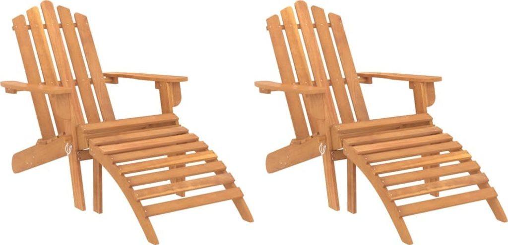 Adirondack-Gartenstühle mit Fußteilen 2 Stk. Massivholz Akazie
