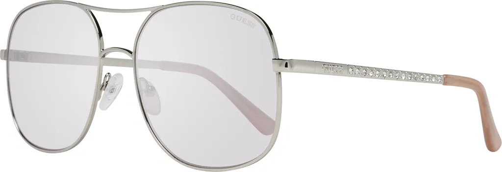 Lunettes de soleil de luxe Guess GF6081 forme pilote en métal argent