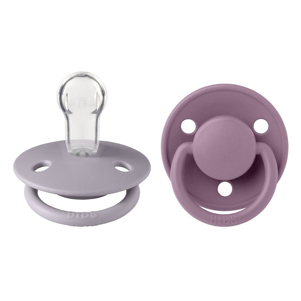 BIBS De Lux Schnuller 2er-Pack, BPA-frei, Kirschform Nippel. Silikon, Hergestellt in Dänemark. 0-36 Monate (2er Pack), Fossil Grey/Mauve