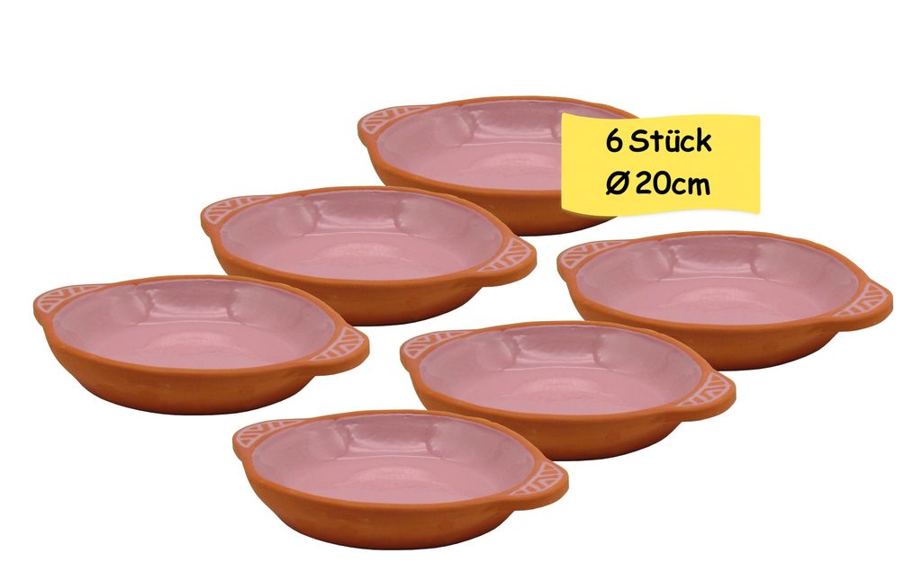 Mediterranes Tapasschalen-Set 6 Stück Ø20 cm – Rosa – Ofenfest & Spülmaschinengeeignet