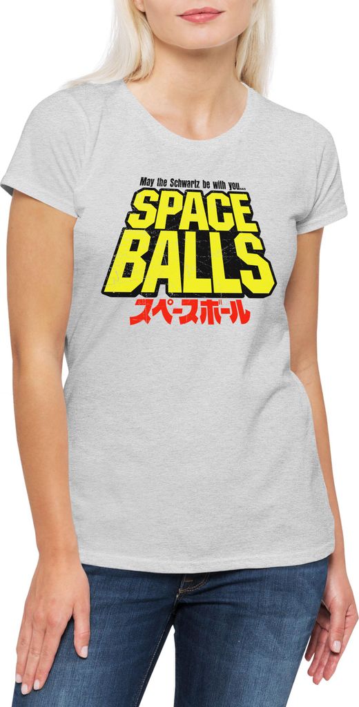Urban Backwoods Spaceballs, Damen T-Shirt, Farbe: Hellgrau, Größe: 2XL