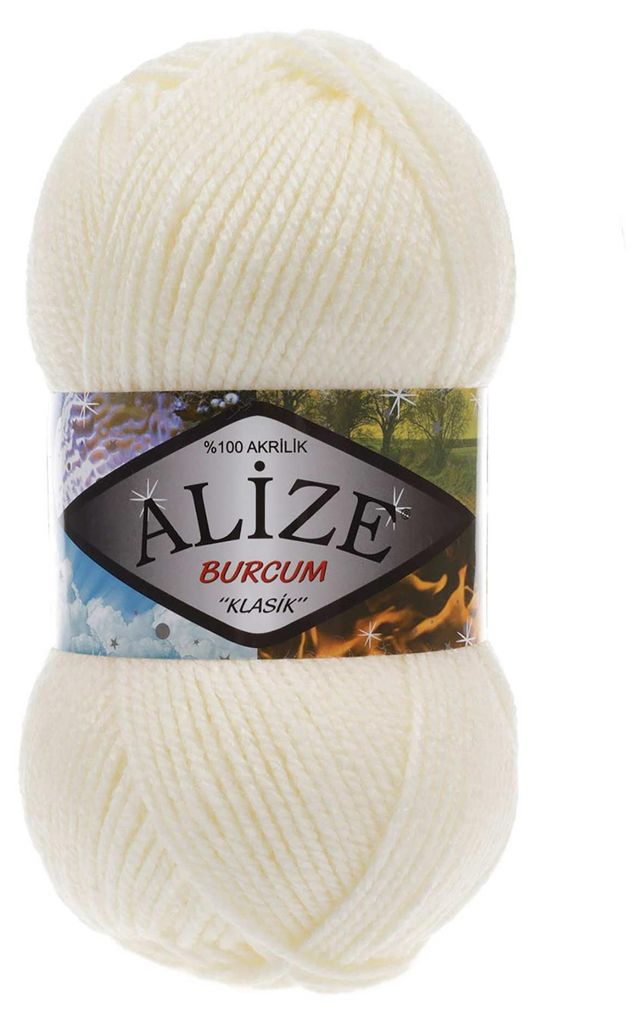 100g Strickgarn Strickwolle ALIZE BURCUM uni 62 creme