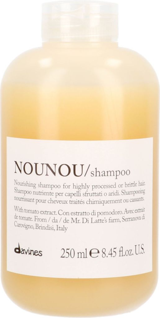 A bottle of Davines Nounou Shampoo.
