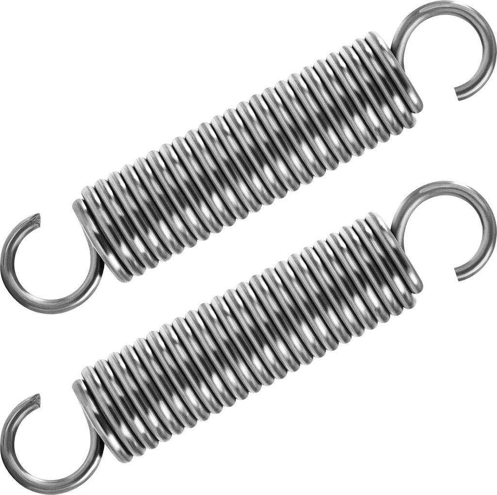 Zugfedern mit Haken - Edelstahl, 90 mm, 2,5 mm Drahtdurchmesser - Set von 2