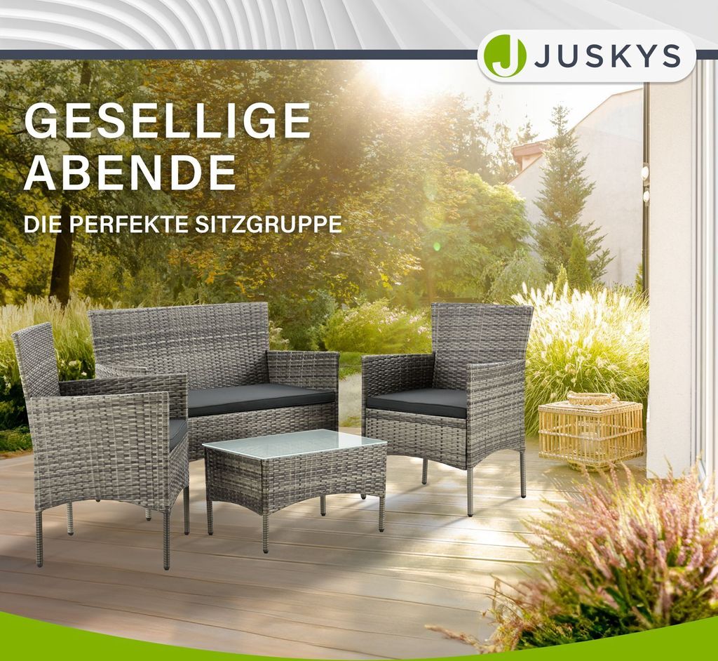 Juskys Polyrattan Gartenmöbel-Set Fort Myers - Tisch, Sofa Produktbild 6