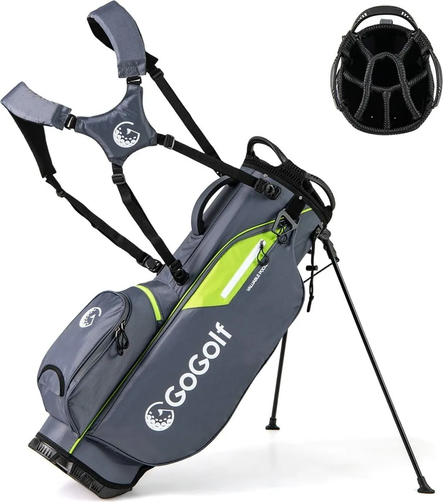 Sac trépied de golf gris avec séparateur 8 compartiments et 5 poches