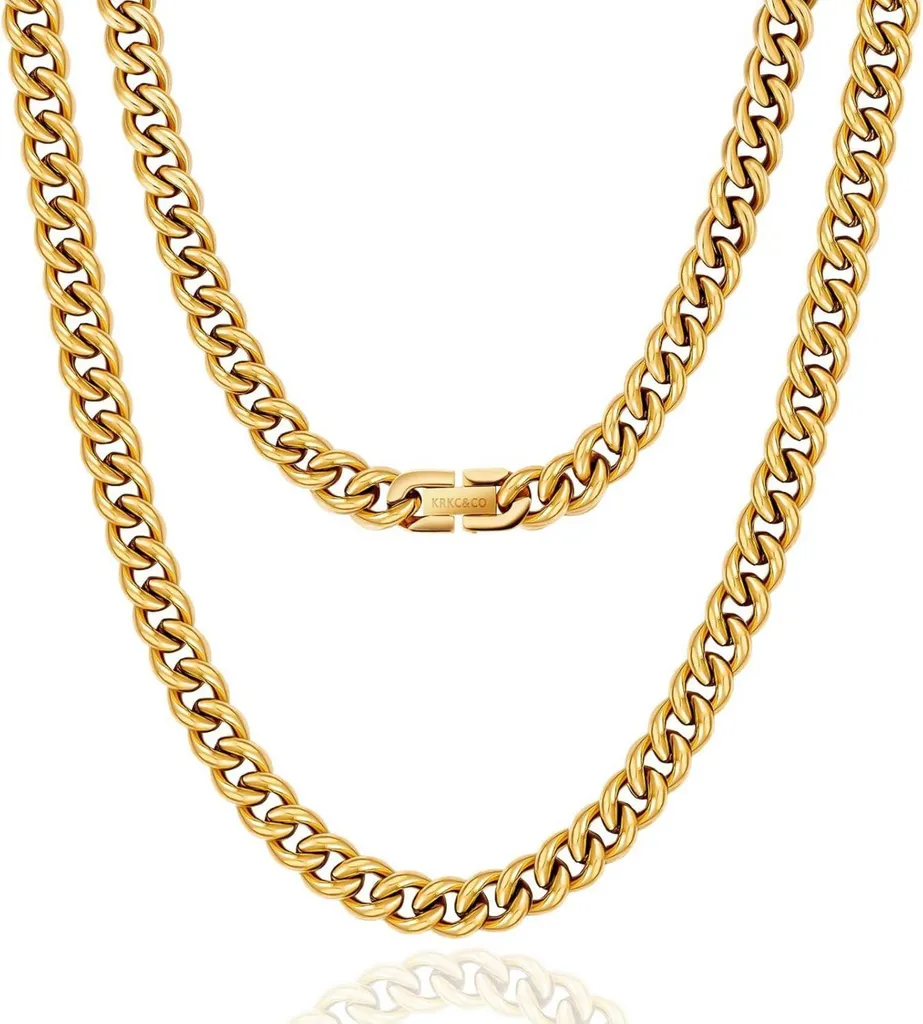 Collana Cubana Gold 9mm Acciaio Inox 18K | Hip Hop Style 50cm