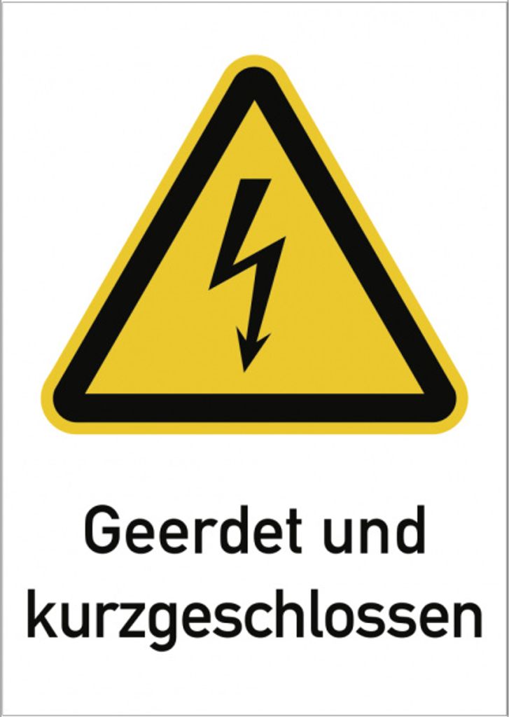 Dreifke Geerdet und kurzgeschlossen, Kombischild, Folie, 131x185 mm