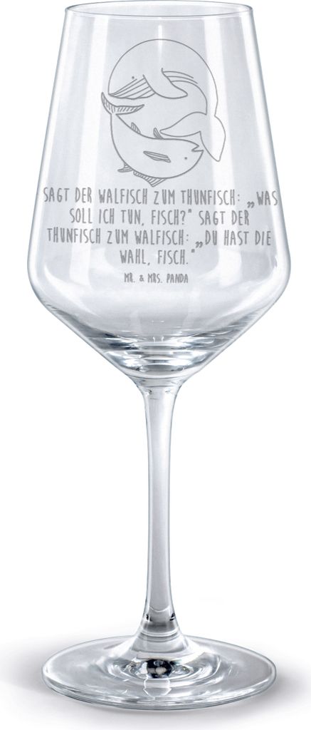 Mr. & Mrs. Panda weinglas graviert Walfisch Thunfisch - Transparent - Geschenk, Wahl, Kelch, Spruch Des Tages, Witz, Lustig, Tunfisch, Burgundergla...
