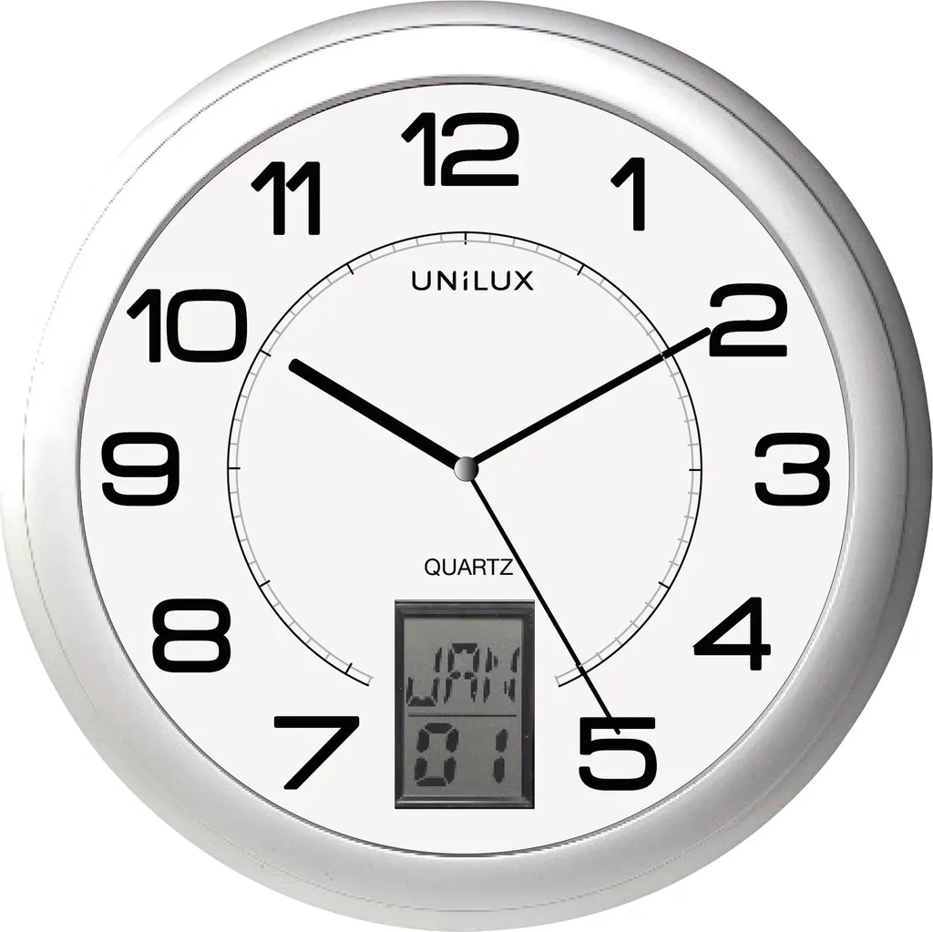 Pendule murale silencieuse Unilux Instinct 30 cm coloris argenté chic