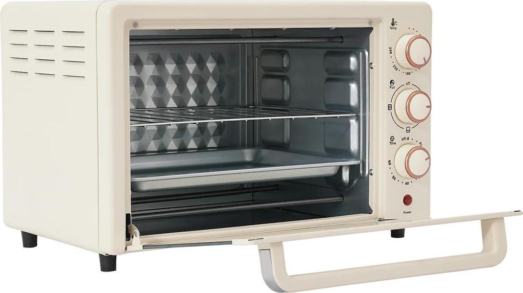 Mini-Backofen - Toasterofen 22 l - 1000 W - 4 Heizstäbe - Glastür - Großes Fassungsvermögen - Weiß