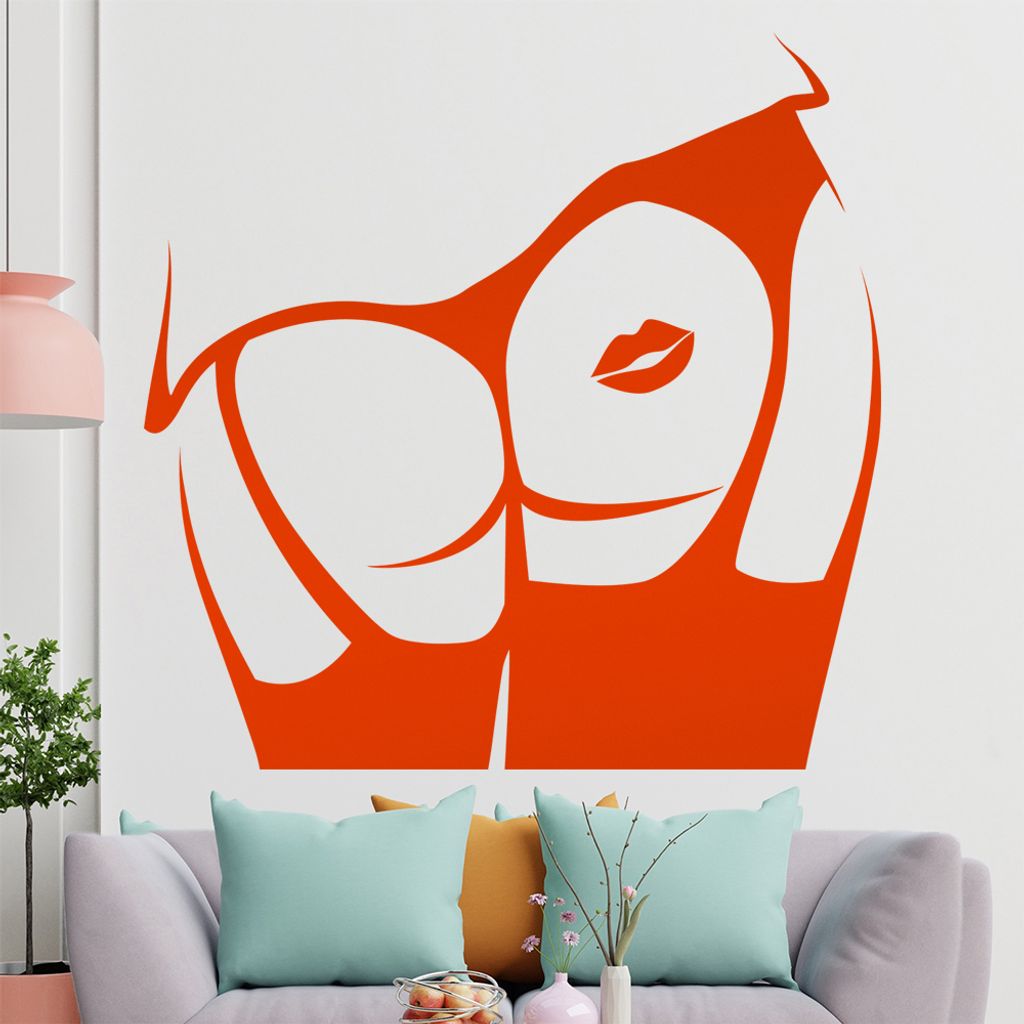 KIWISTAR Kiss My Ass! - Dessour Sexy Kuss Arsch Wandtattoo in 6 Größen - Wandaufkleber Wall Sticker - Dekoration, Küche, Wohnzimmer, Schlafzimme...