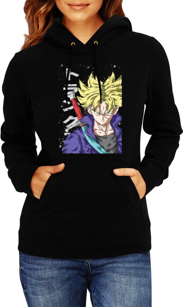 Damen Kapuzenpullover Dragon Anime Manga Ball Z Trunks 01, Lady S / Schwarz